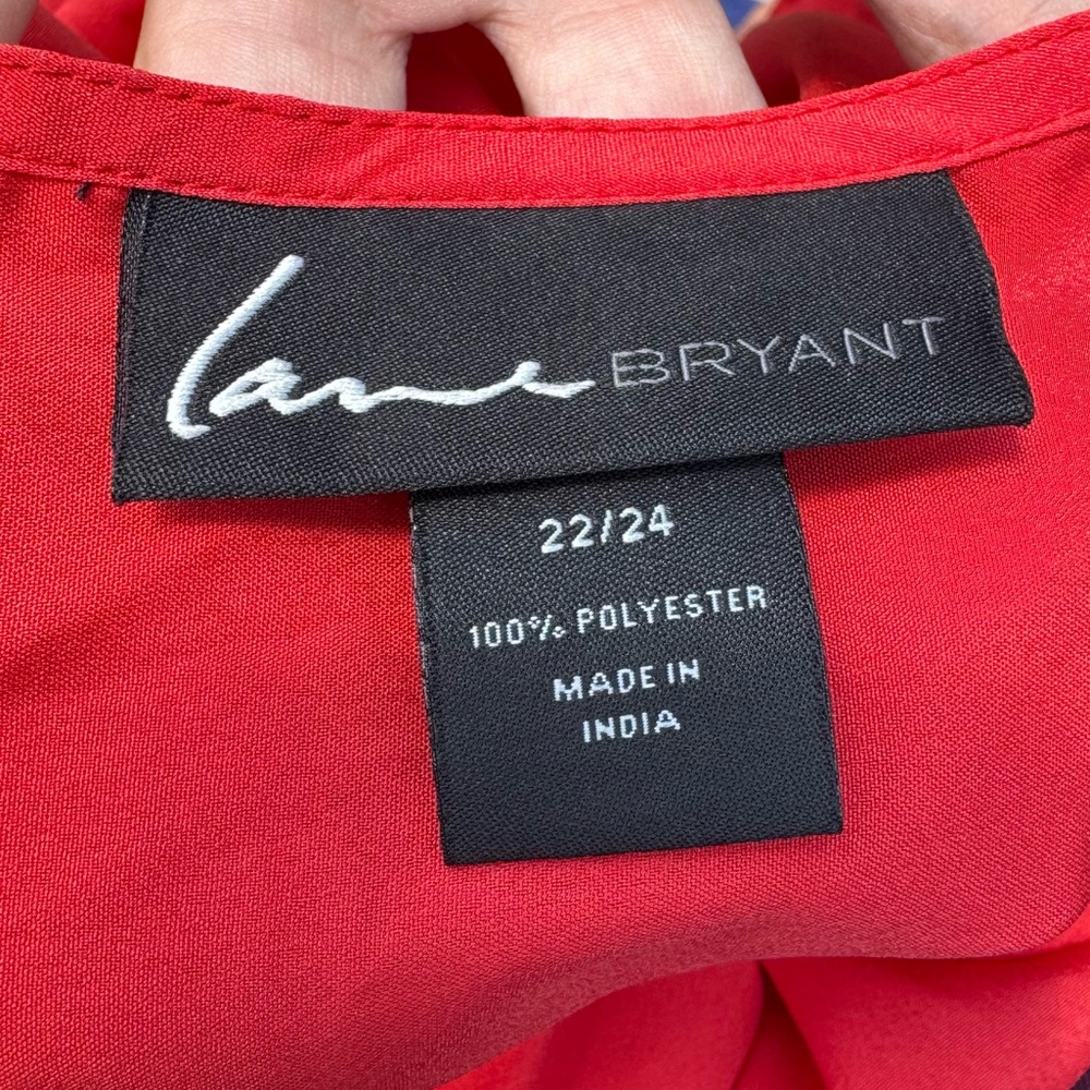 Lane Bryant plus size cherry red tunic 🍒 with cutouts and a drawstring/ 22/24 - Picture 13 of 14